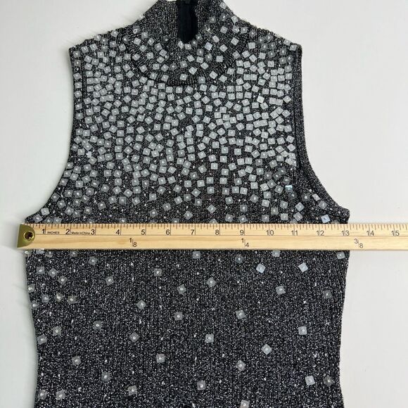 Étincelle Couture Black Sequined Textured Cotton 70% Top size M (T4 Europe) - Picture 10 of 11